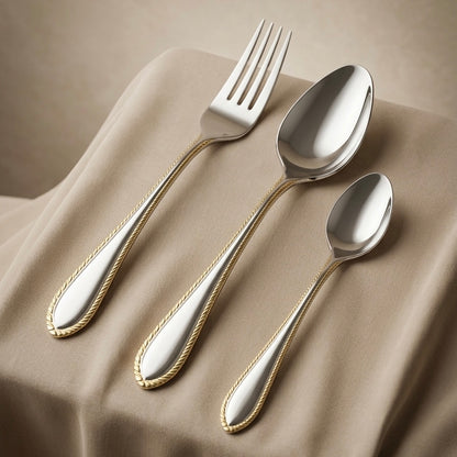 MGFR Premium 36-Piece Gold & Silver Cutlery Set - Mawaeen