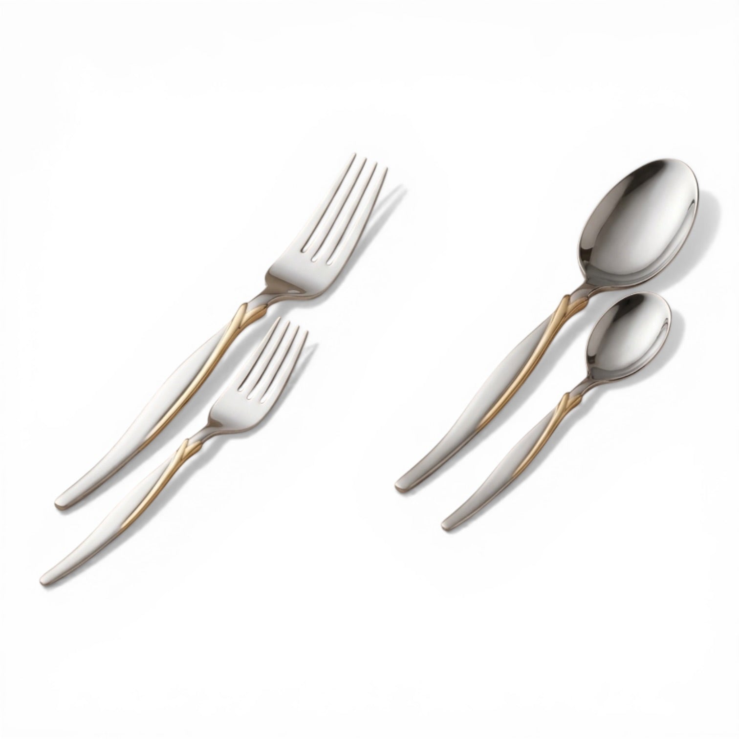 Arshia 48-piece Gold Silver Cutlery Set with Stand - Mawaeen