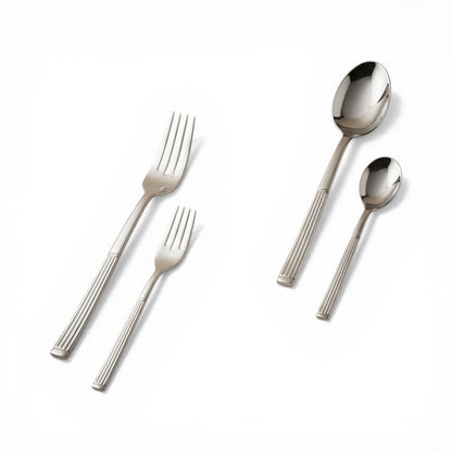 Arshia 48-piece Silver Cutlery Set with Stand - Mawaeen