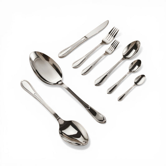 AlbenBerg Stainless Steel Cutlery Set with Stand - silver - Mawaeen