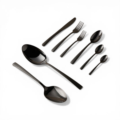AlpenBerg Black Stainless Steel Cutlery Set with Stand - Mawaeen