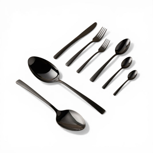 AlpenBerg Black Stainless Steel Cutlery Set with Stand - Mawaeen