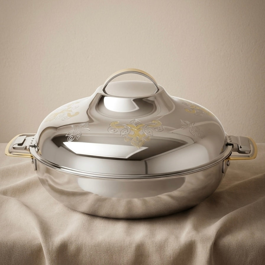 Elmah Gold Hot Pot 28 cm – Stainless Steel Food Warmer - Mawaeen