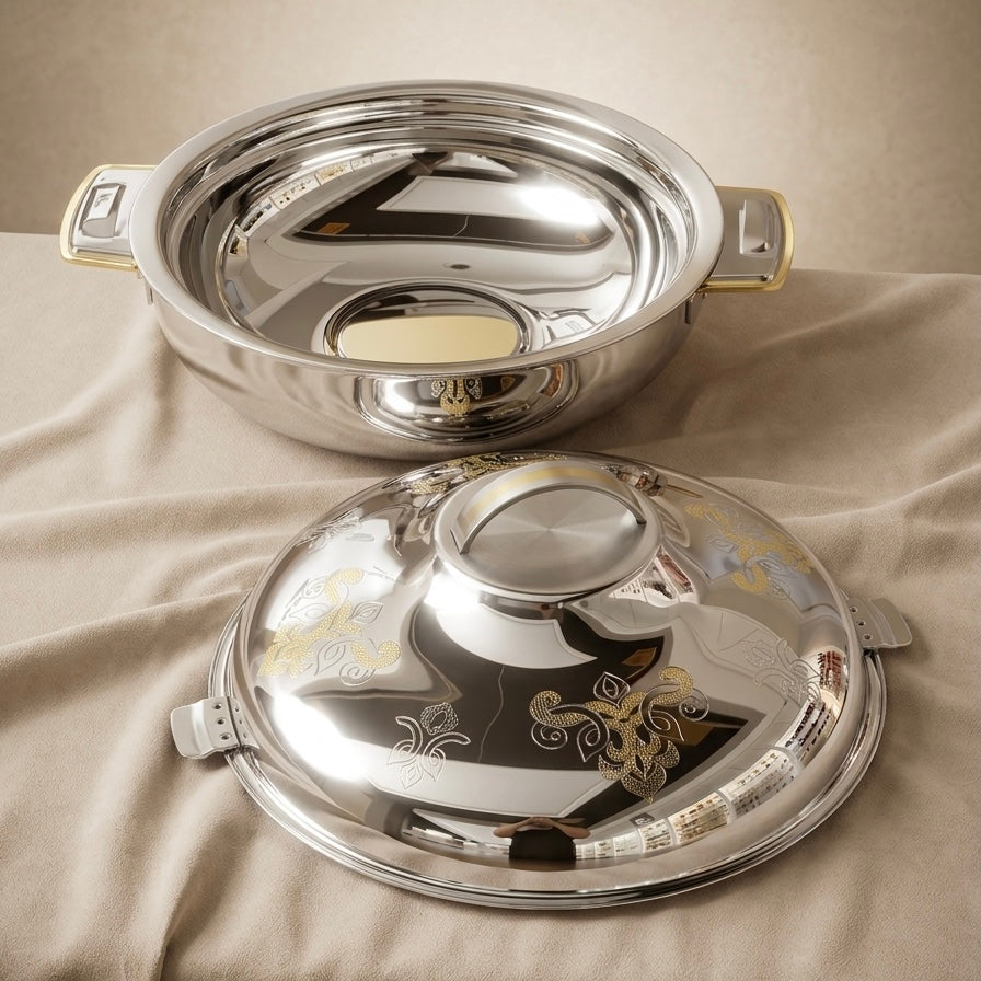 Elmah Gold Hot Pot 28 cm – Stainless Steel Food Warmer - Mawaeen