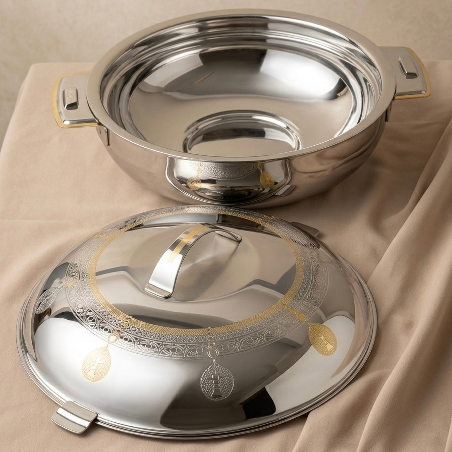 Salemah Gold Hot Pot 48 cm – Stainless Steel Food Warmer