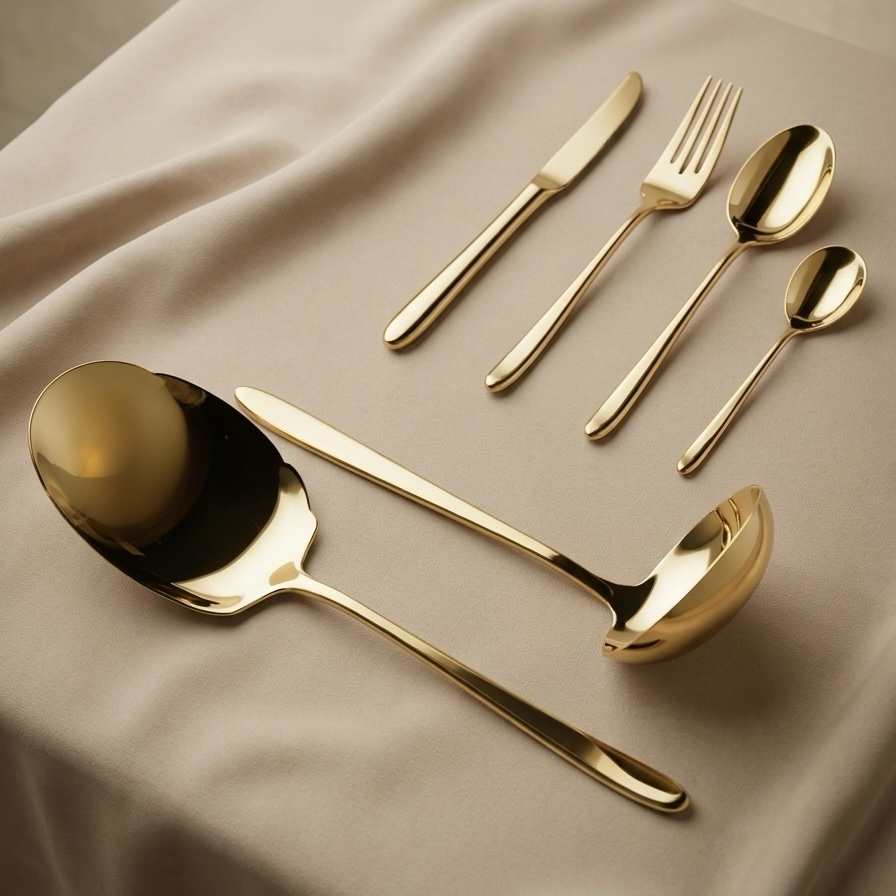 Arshia 26-piece Gold Silver Cutlery Set with Stand - Mawaeen