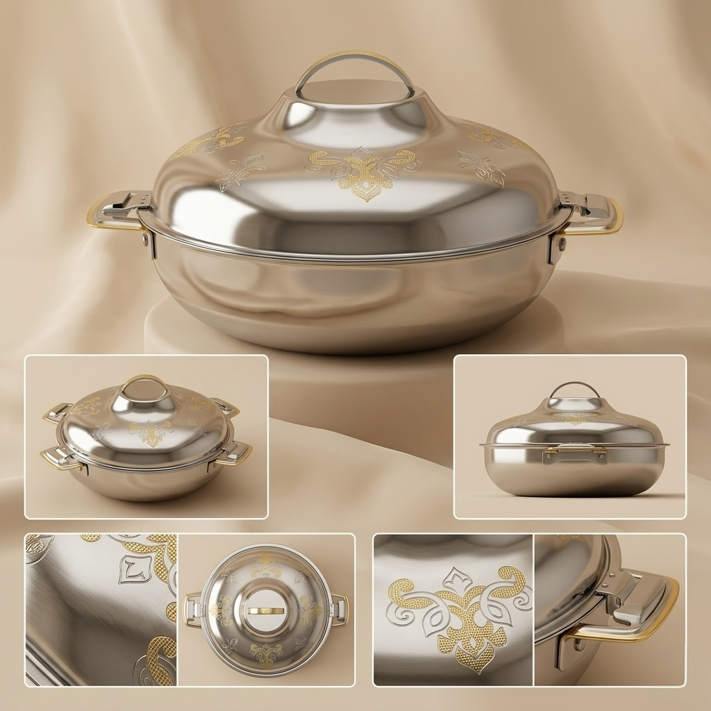 Elmah Gold Hot Pot 28 cm – Stainless Steel Food Warmer - Mawaeen