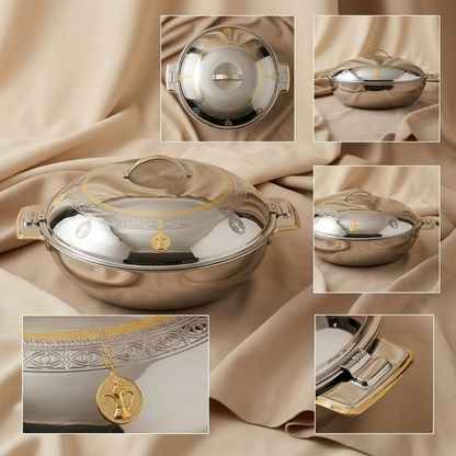 Salemah Gold Hot Pot 36 cm – Stainless Steel Food Warmer - Mawaeen