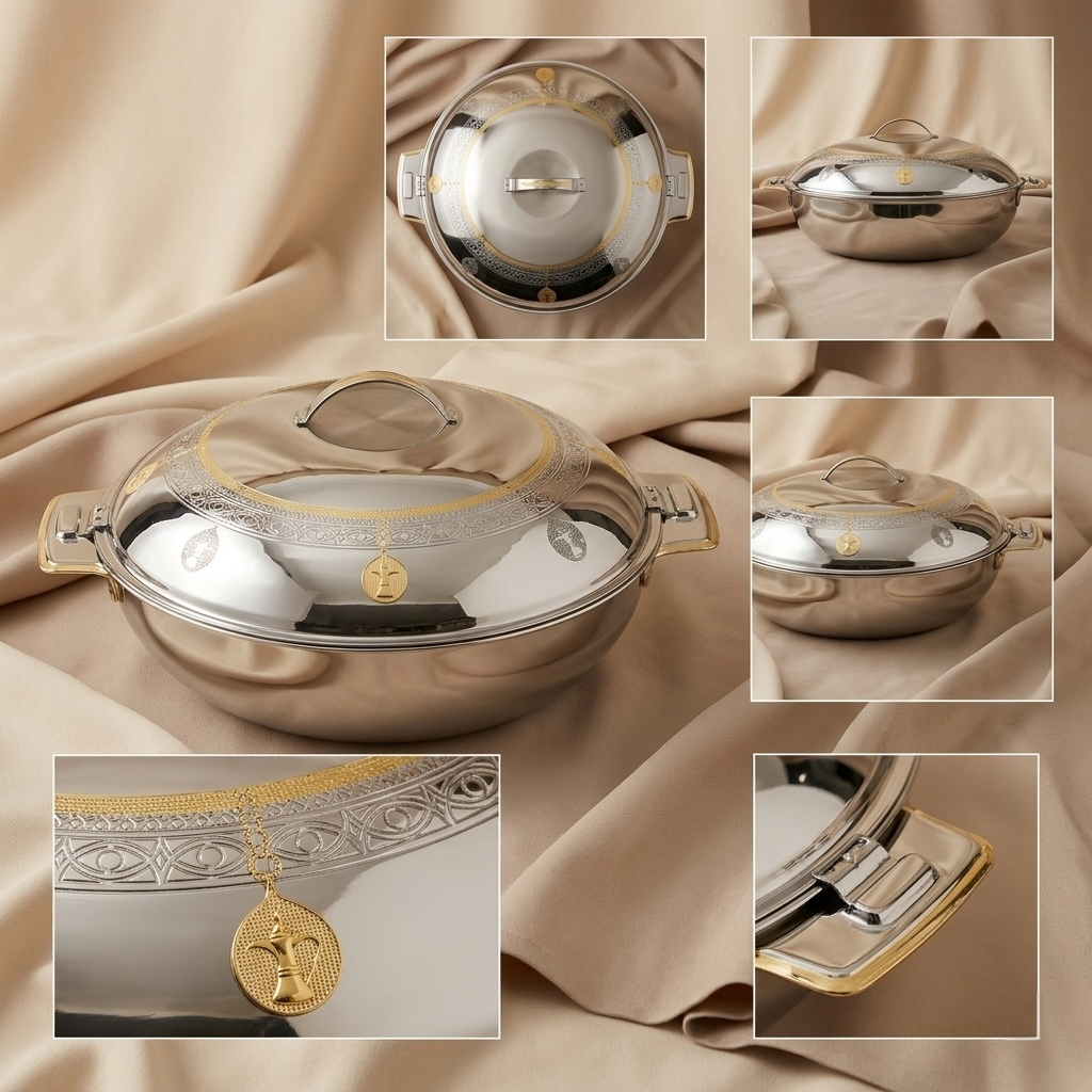Salemah Gold Hot Pot 40 cm – Stainless Steel Food Warmer - Mawaeen