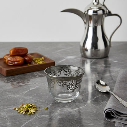 Cawa Arabic Coffee Cups Set Silver – 12 Pieces (80cc, Turkish Made)