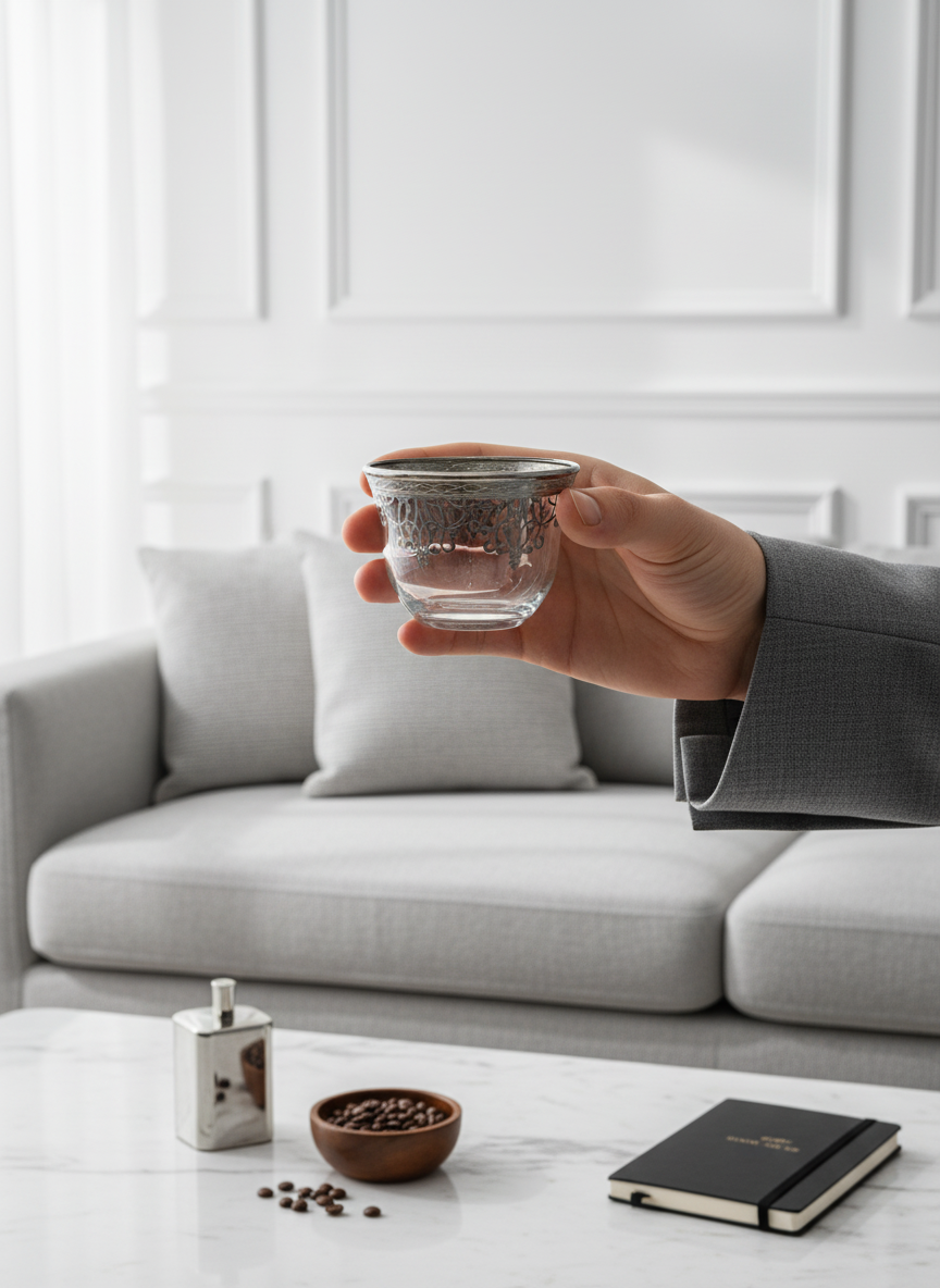 Cawa Arabic Coffee Cups Set Silver – 12 Pieces (80cc, Turkish Made)