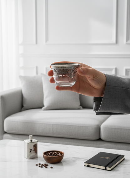 Cawa Arabic Coffee Cups Set Silver – 12 Pieces (80cc, Turkish Made)