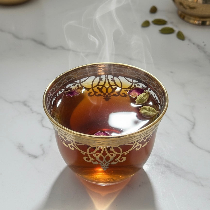 Cawa Arabic Coffee Cups Set Gold – 12 Pieces (80cc, Turkish Made)