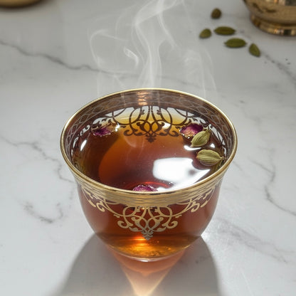 Cawa Arabic Coffee Cups Set Gold – 12 Pieces (80cc, Turkish Made)