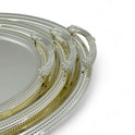 Elegant Oval Tray Set - 3-Piece Gold & Silver Collection