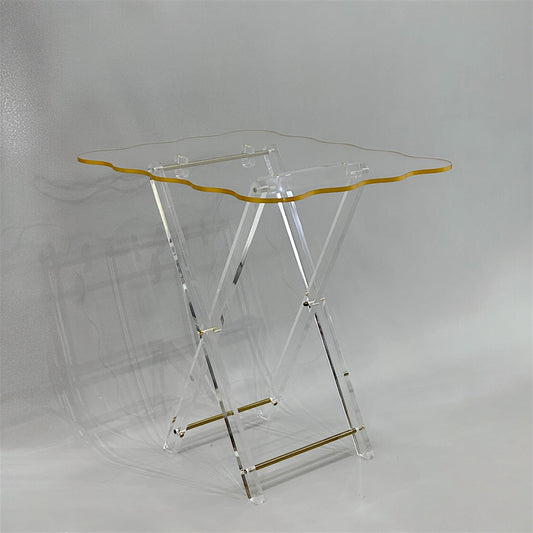 Chic 4-Piece Acrylic Table Set with Gold Accents