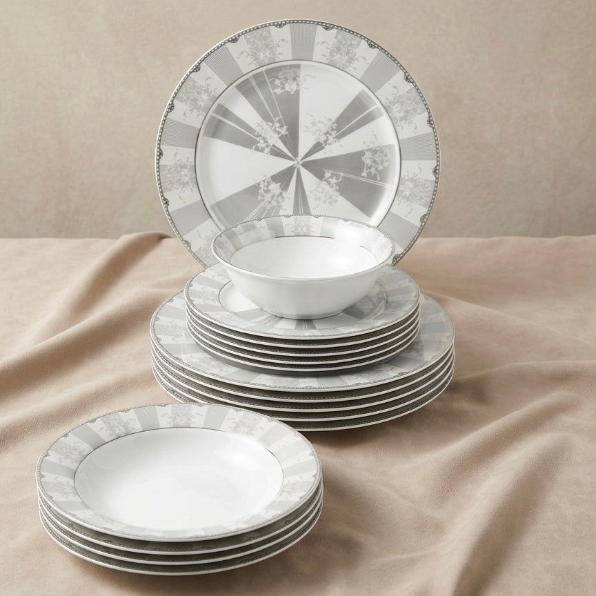 24-Piece Porcelain Dinner Set – Elegant Classic Design