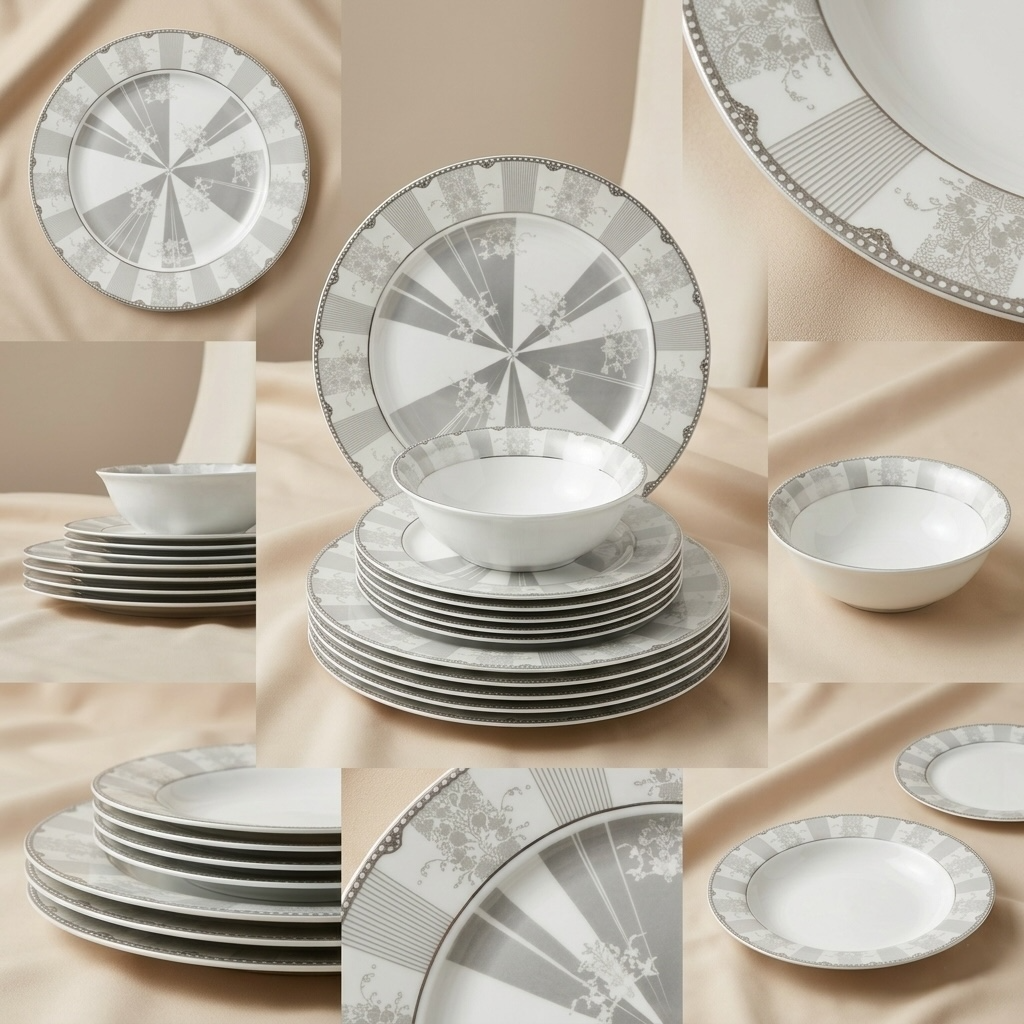 24-Piece Porcelain Dinner Set – Elegant Classic Design