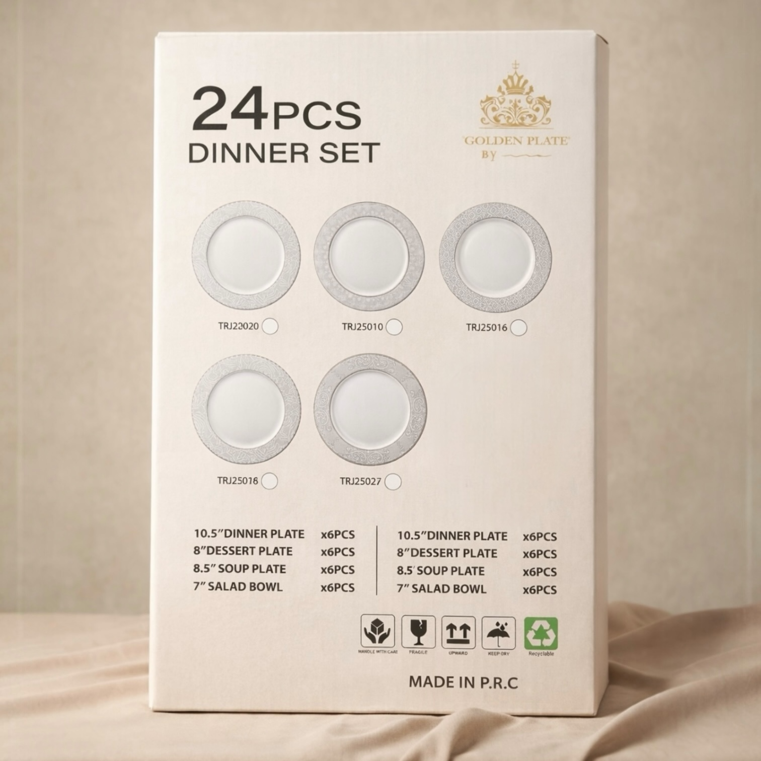 24-Piece Porcelain Dinner Set – Elegant Classic Design