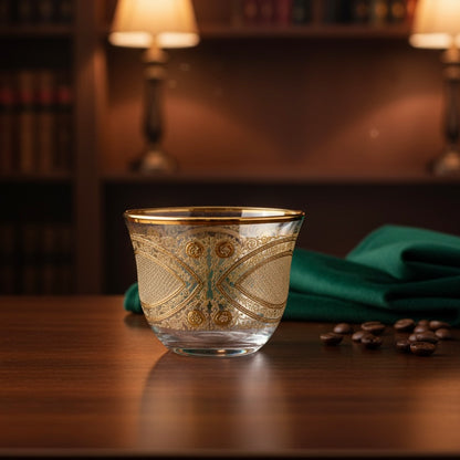 Cawa Arabic Coffee Cups Set Gold – 6 Pieces (80cc, Turkish Made)