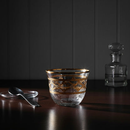 Cawa Arabic Coffee Cups Set Gold – 6 Pieces (80cc, Turkish Made)