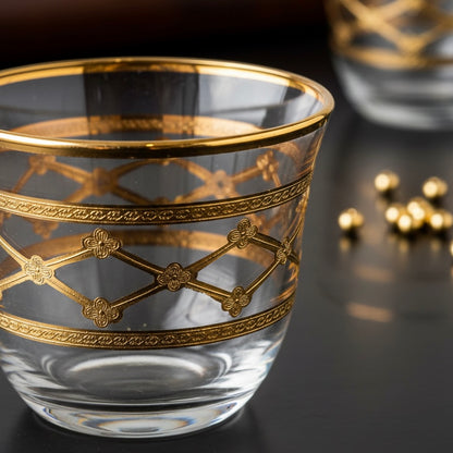 Cawa Arabic Coffee Cups Set Gold – 6 Pieces (80cc, Turkish Made)