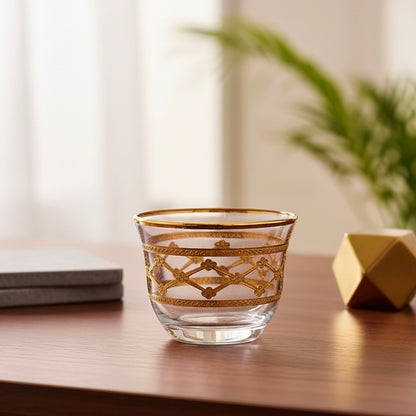 Cawa Arabic Coffee Cups Set Gold – 6 Pieces (80cc, Turkish Made)