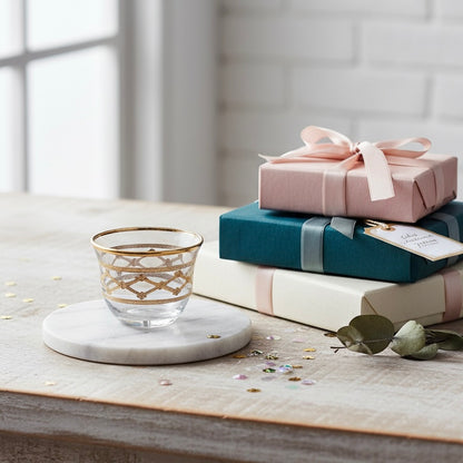 Cawa Arabic Coffee Cups Set Gold – 6 Pieces (80cc, Turkish Made)