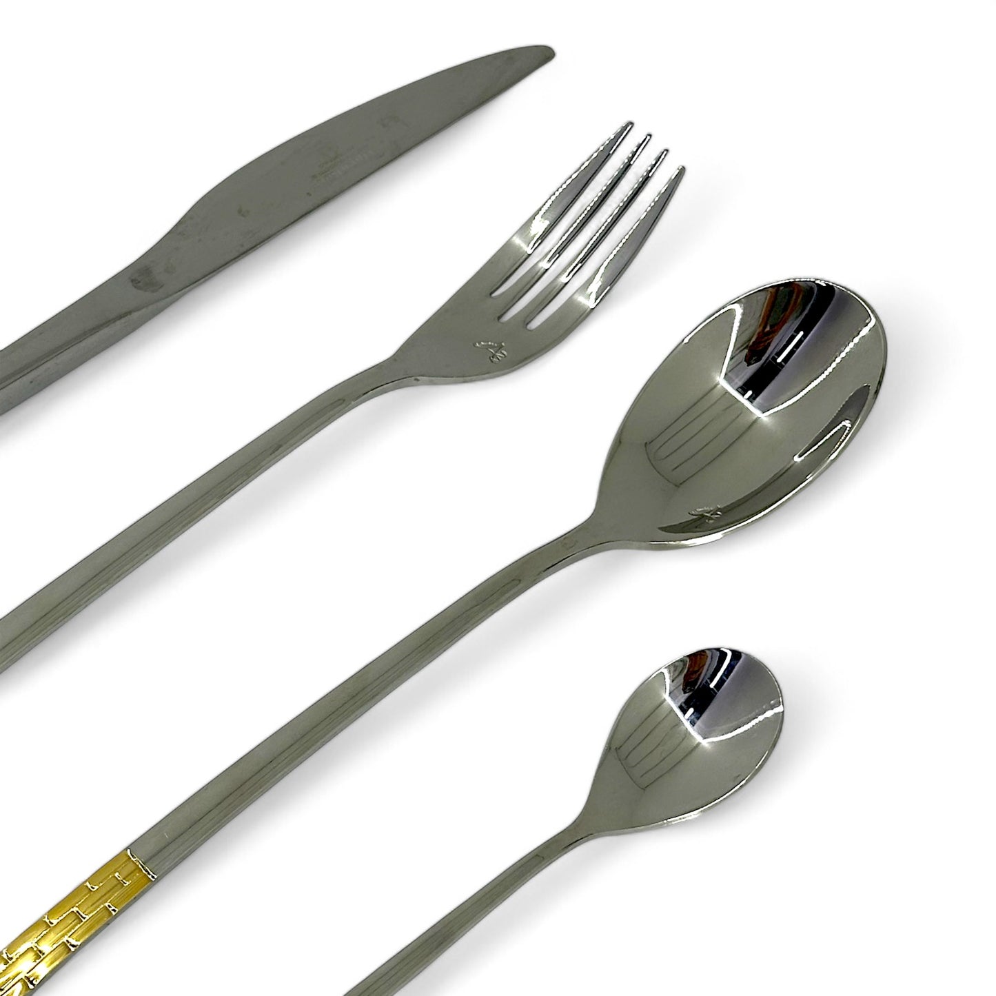 Modern Cutlery Set with Gold Accents