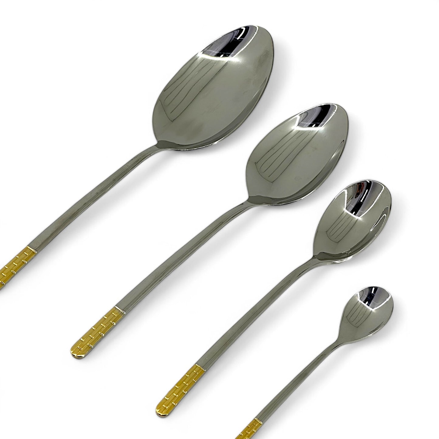 Modern Cutlery Set with Gold Accents