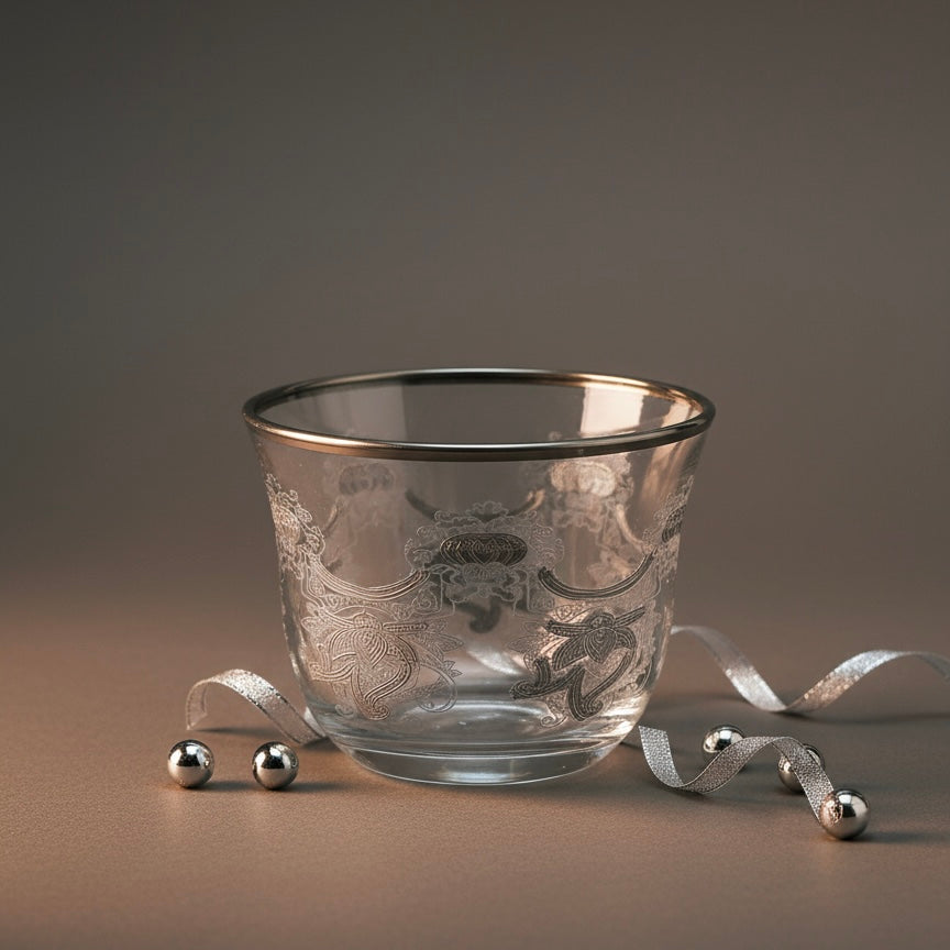 Cawa Arabic Coffee Cups Set Silver – 6 Pieces (80cc, Turkish Made)