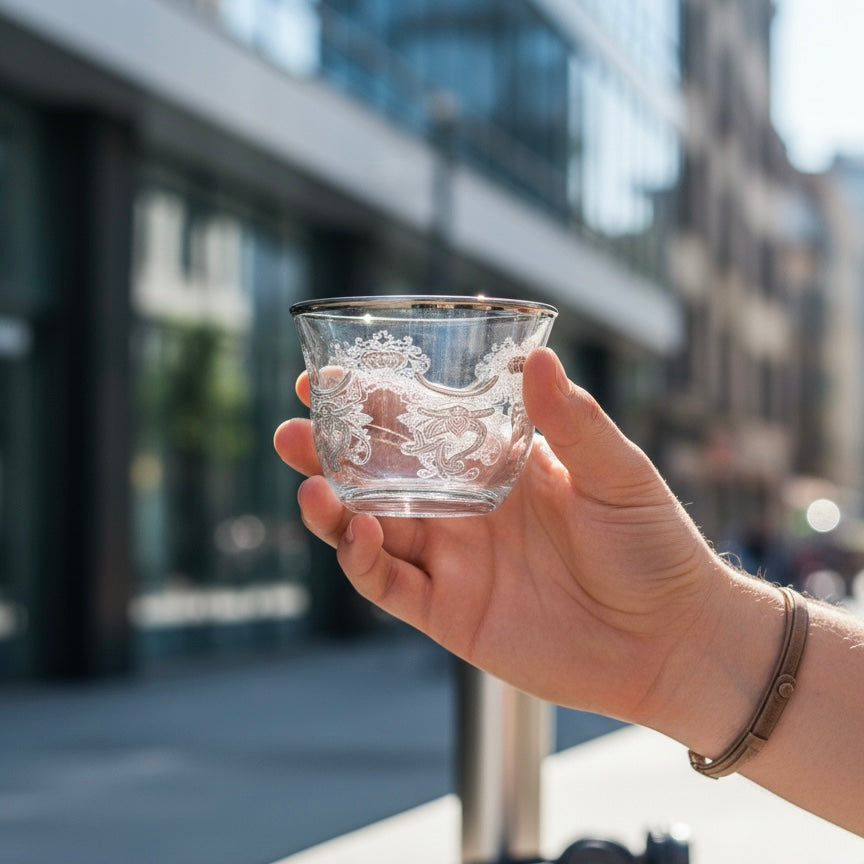 Cawa Arabic Coffee Cups Set Silver – 6 Pieces (80cc, Turkish Made)