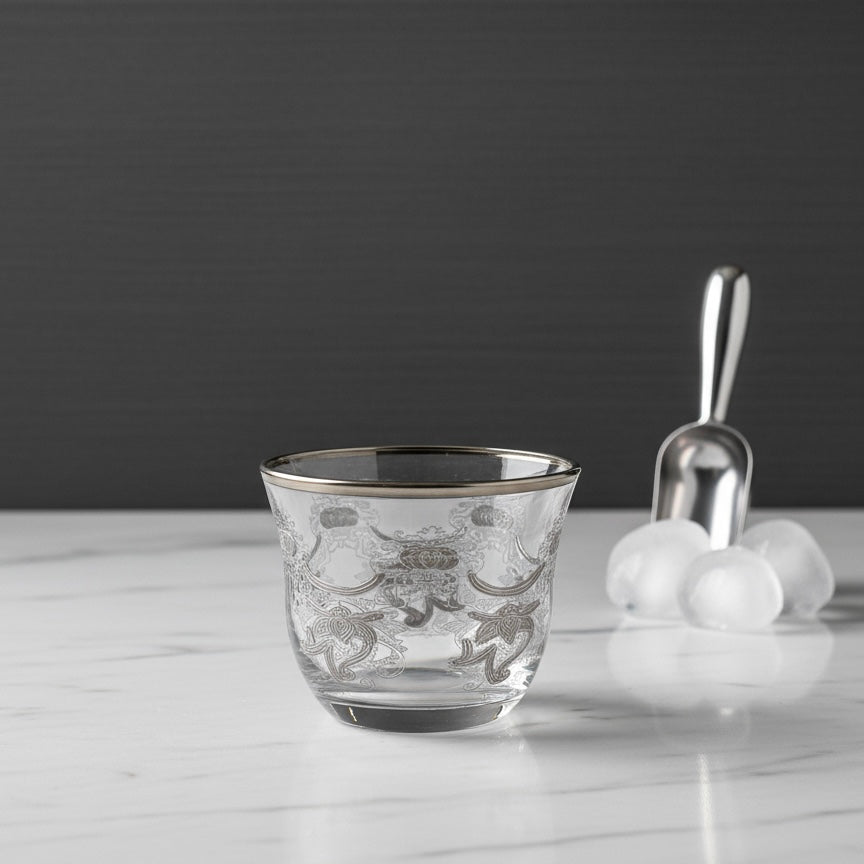 Cawa Arabic Coffee Cups Set Silver – 6 Pieces (80cc, Turkish Made)