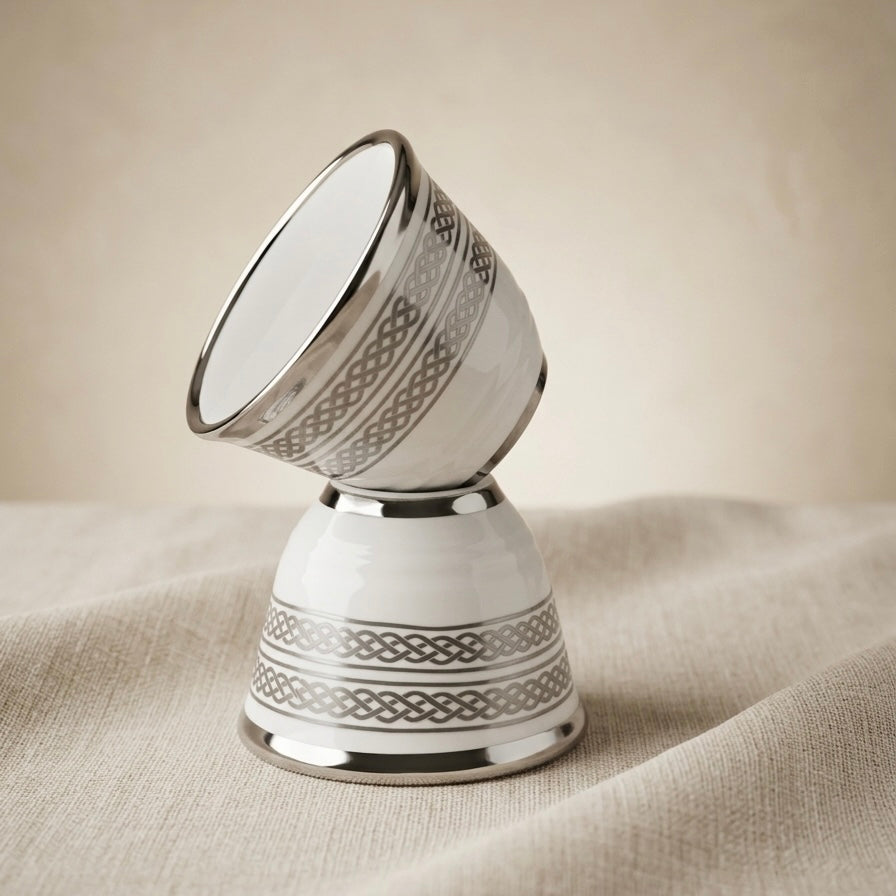 Cawa Cup Set Silver Line – 12-Piece Porcelain Coffee Cups - (120 CC)