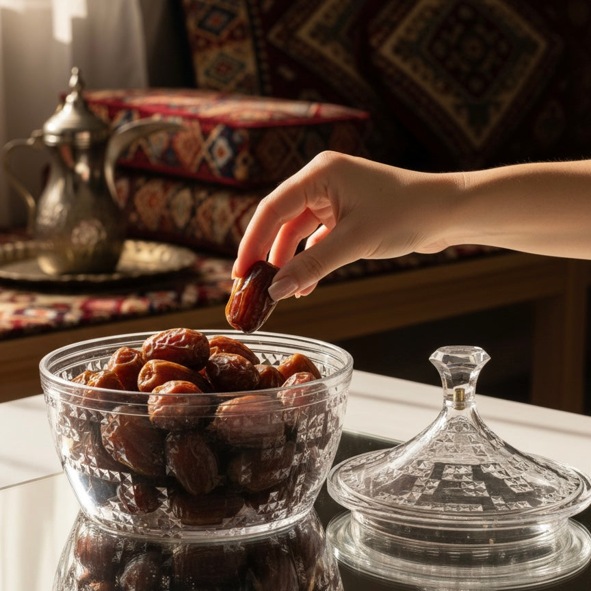 Premium Acrylic Date Bowl with Lid – Elegant Serving Piece (S)