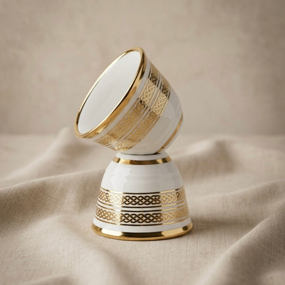 Cawa Cup Set Gold Line – 12-Piece Porcelain Coffee Cups - (120 CC) - Mawaeen