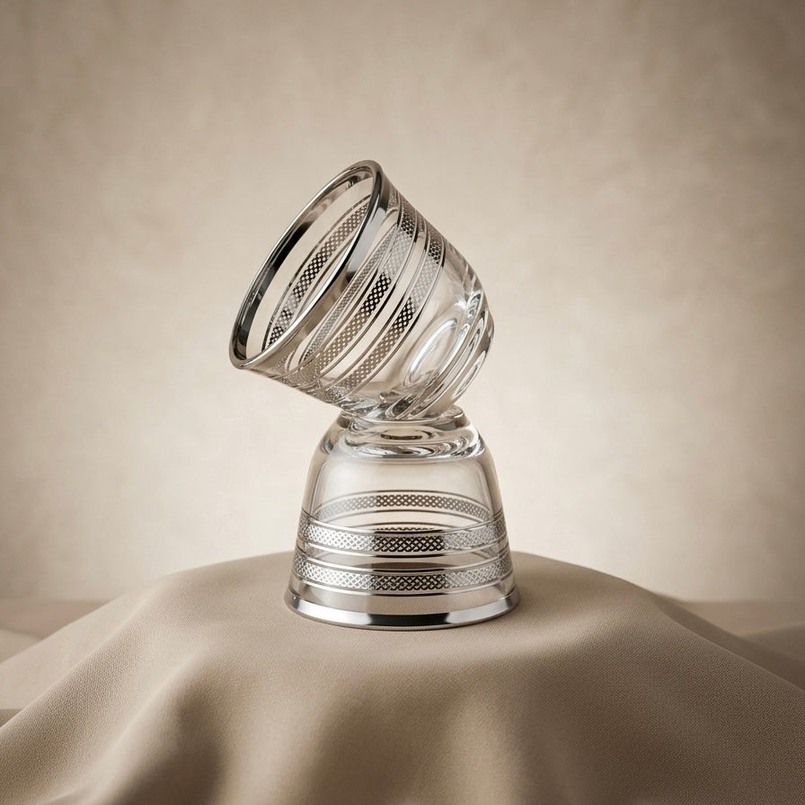 Cawa Glass Cup Set Silver Line – 6-Piece Coffee Cups - Mawaeen