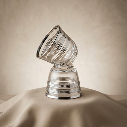 Cawa Glass Cup Set Silver Line – 6-Piece Coffee Cups - Mawaeen