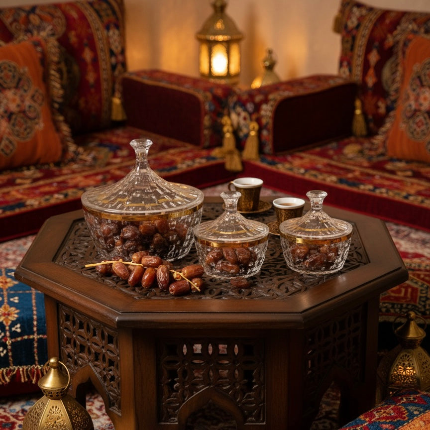 Premium Acrylic Date Bowl with Lid G/Line – Elegant Serving Piece (M)