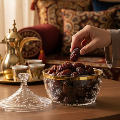 Premium Acrylic Date Bowl with Lid G/Line – Elegant Serving Piece (M)