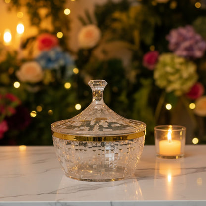 Premium Acrylic Date Bowl with Lid G/Line – Elegant Serving Piece (M)