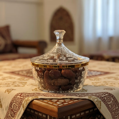 Premium Acrylic Date Bowl with Lid G/Line – Elegant Serving Piece (M)