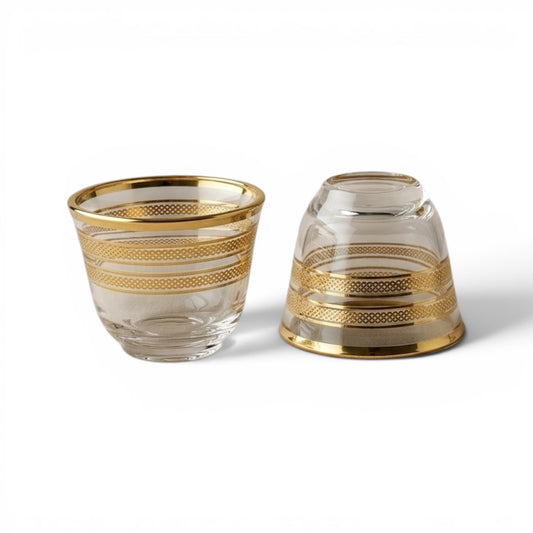 Cawa Glass Cup Set Gold Line – 6-Piece Coffee Cups - Mawaeen