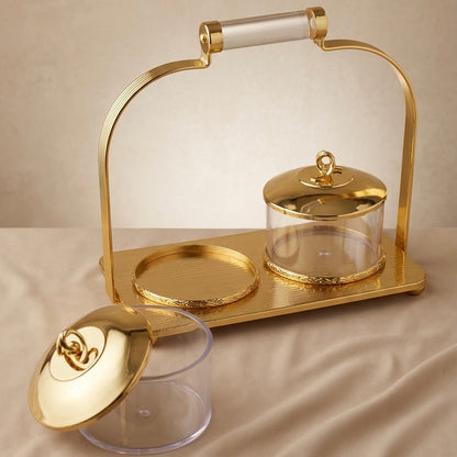 Candy Bowl Stand D/2 Gold – Stainless Steel with Glass Bowls - Mawaeen