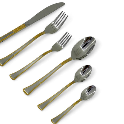 Elegant 38-Piece Cutlery Set with Gold Accents