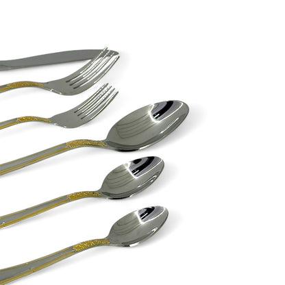 Elegant 38-Piece Cutlery Set with Gold Accents