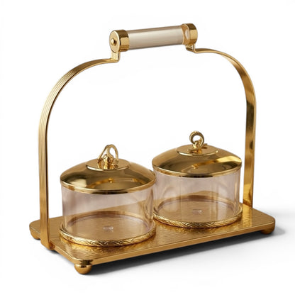 Candy Bowl Stand D/2 Gold – Stainless Steel with Glass Bowls - Mawaeen