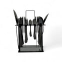 38 Piece Black and Silver Cutlery Set
