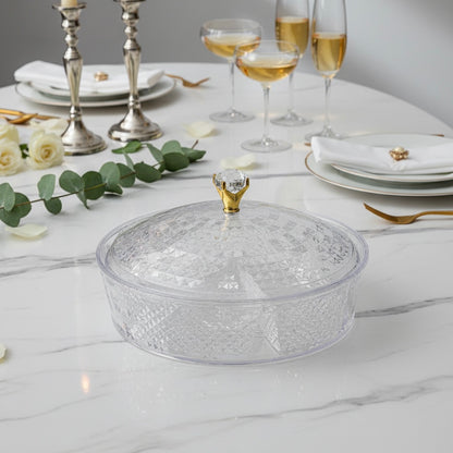 Luxury Round Acrylic Candy Box D/4 with Lid – Elegant Crystal Design (L)