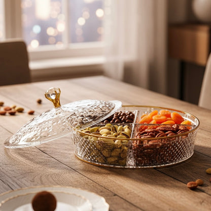 Luxury Round Acrylic Candy Box D/4 with Lid – Elegant Crystal Design G/Line (L)